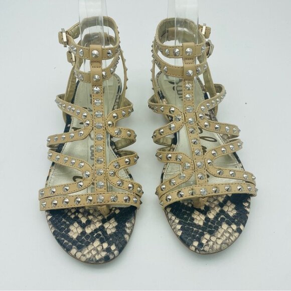Sam Edelman  Demi Studded Nude Leather Sandals, Sz 6 - Picture 4 of 12